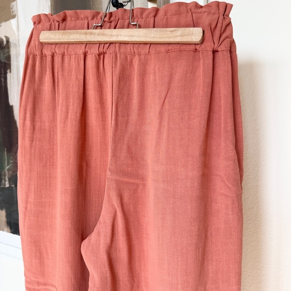 Calligraphie Women's Linen Orange Paperbag Waist Pants M Casual Relaxed Fit - Picture 6 of 10